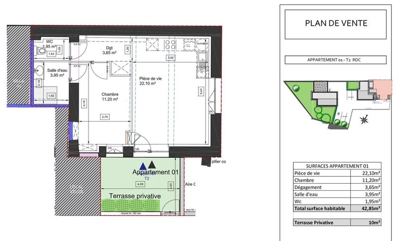 Appartement à vendre, 2 pièces, 42 m², Chaponost