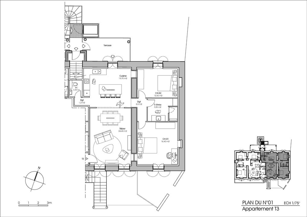 APPART T3 85.85 m2 1er ETAGE - Photo 3