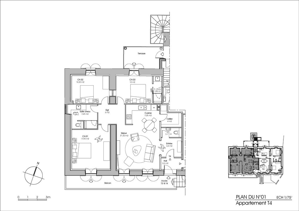 APPART T4 102.25 m2 1er ETAGE - Photo 3