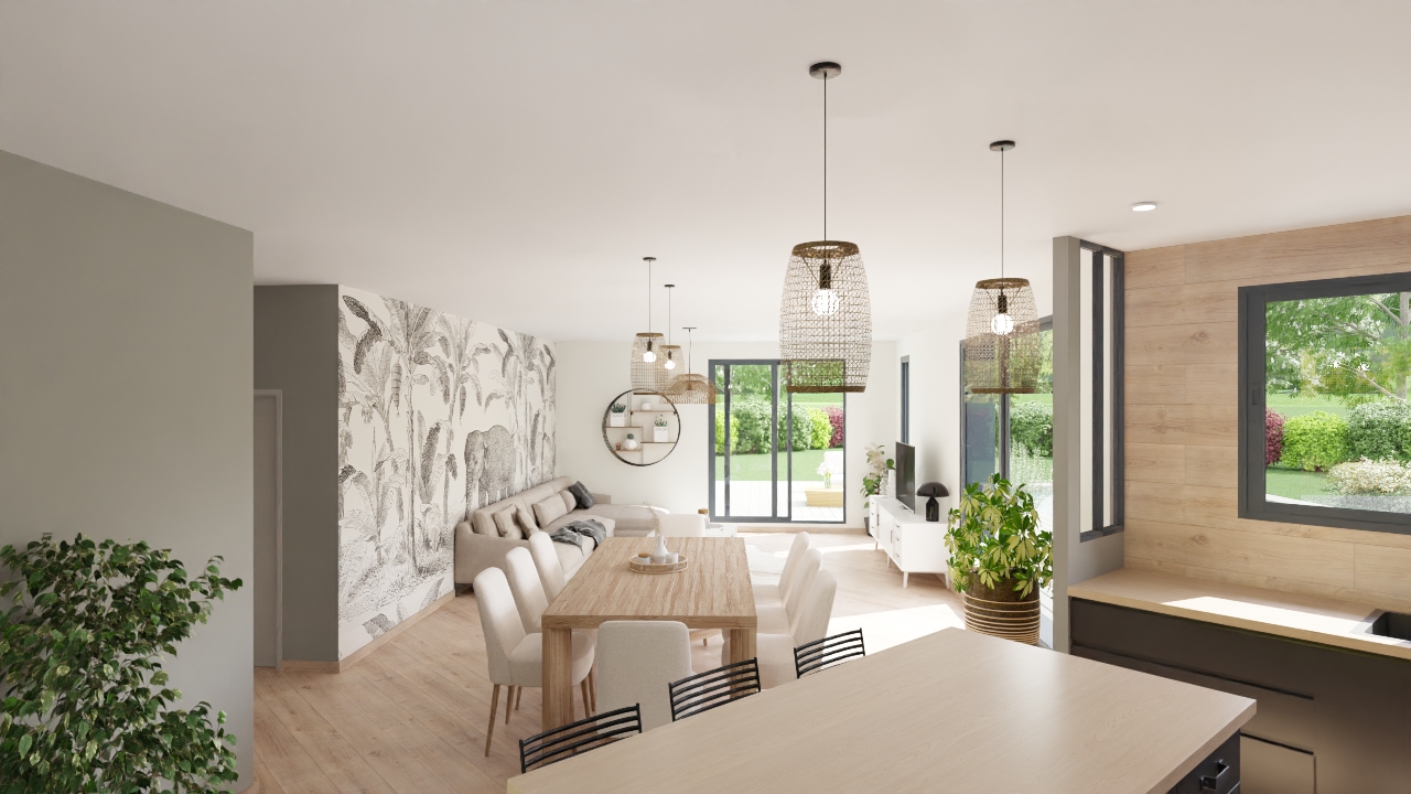 Construction maison ossature bois - 105m² habitables de plain pied + garage- GRANS (13450)