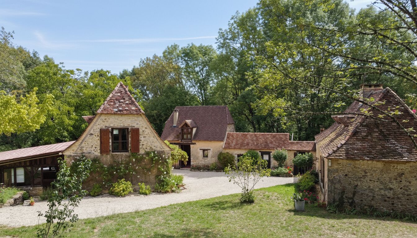 Très bel ensemble en pierres de 3 maisons offrant 350m² habitables sur son terrain d'un hectare et grande piscine