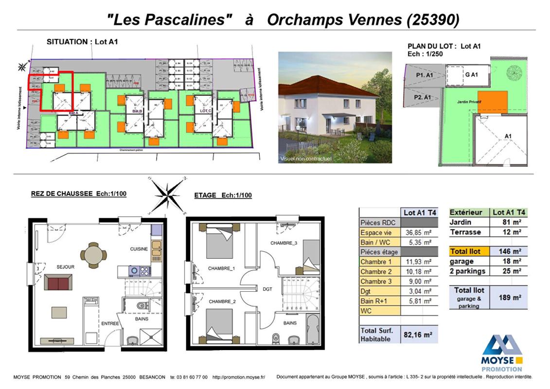 Appartement à vendre, 4 pièces, 82 m², Orchamps Vennes