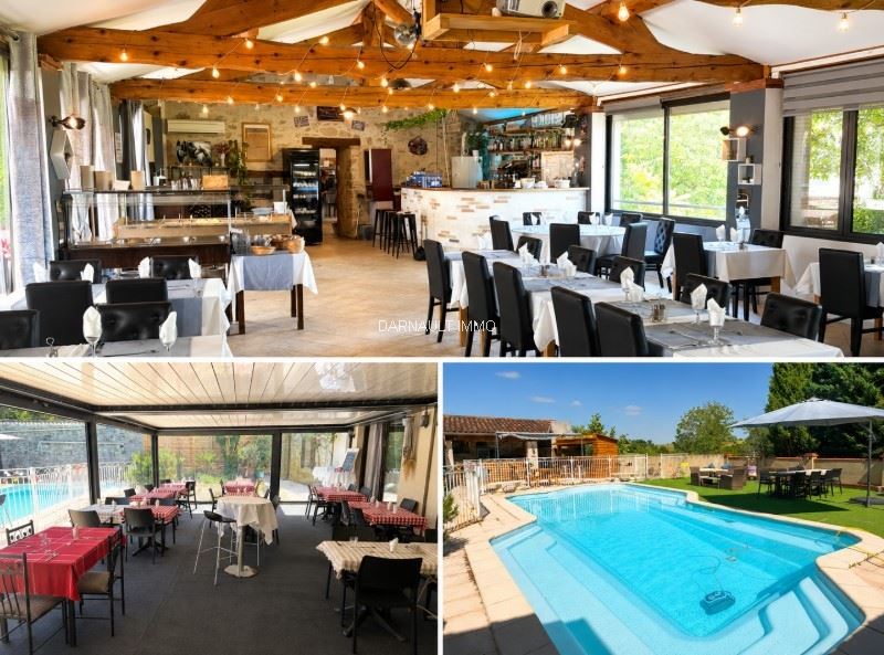 Vente restaurant de charme avec Licence IV, logement, gîte et piscine