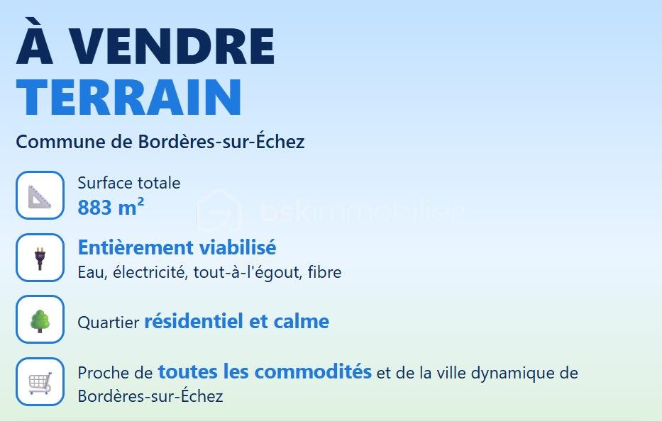 Magnifique terrain constructible résidentiel à Bordères-sur-l'Échez