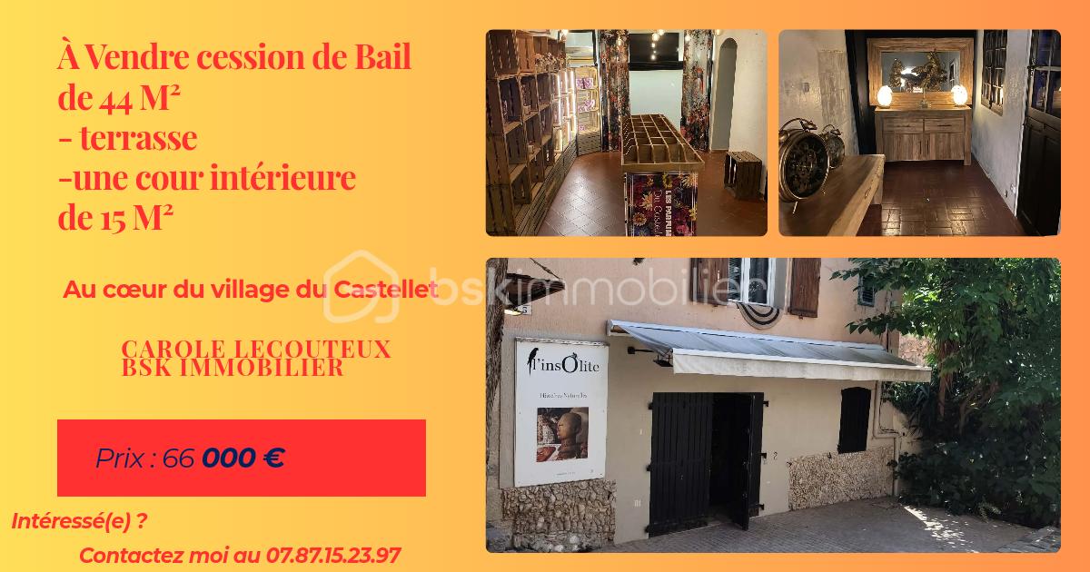 En exclusivité ! ✨ Opportunité à saisir 44 M2 + 15 M2 – Cession de bail au cœur du village du Castellet – 66 000 € ✨