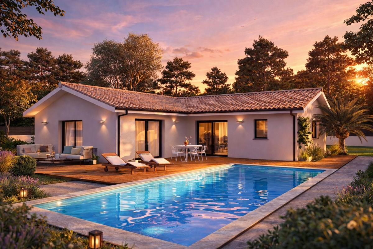 Maison en L de 90 m² avec garage à Ste Florence