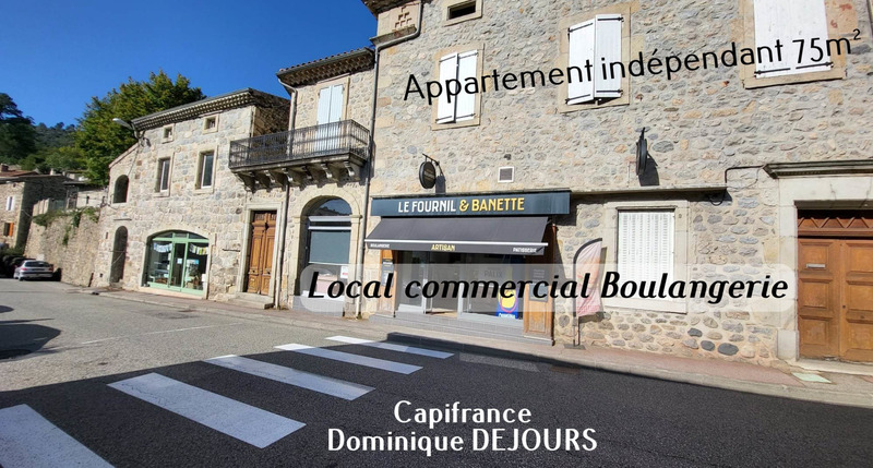 En EXCLUSIVITE en Ardèche, à vendre Aux OLLIERES SUR EYRIEUX Local commercial 200m² et appartemen