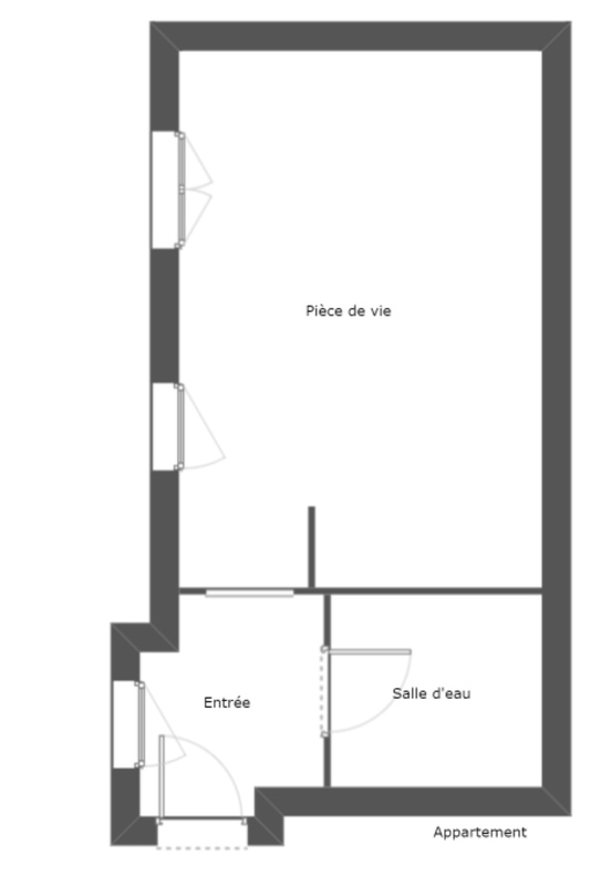 Appartement T1 de 27,80 m² Rue