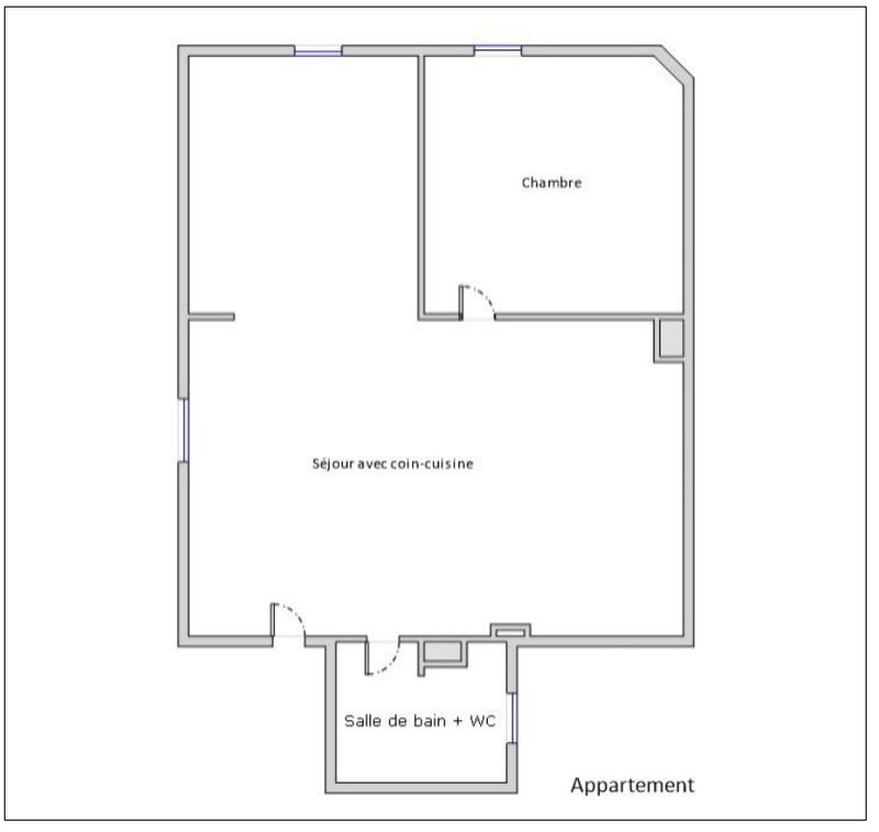 9 kms de Meaux, IVERNY appartement 2è étage, 2 pièces 61 m² au sol sous pente - 1 chambre (2è possible) - cuisine aménagée  - 1 box avec mezzanine pour du rangement