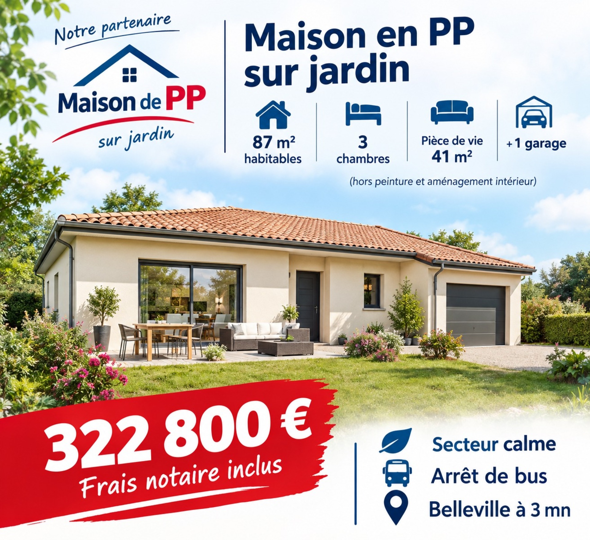 Terrain à vendre de 470,00 m² TAPONAS (69) - TERRAIN CONSTRUCTIBLE 470 m² - plat et au calme , viabilisé