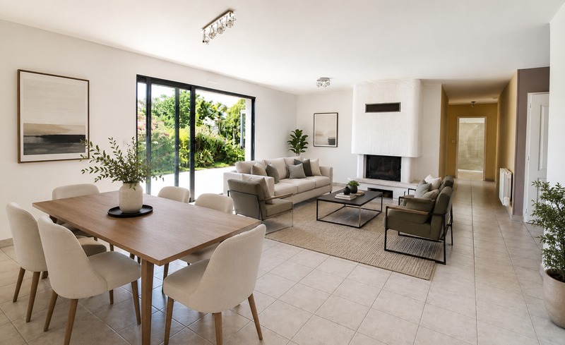 Marsilly – Maison à vendre de plain-pied au calme avec beau jardin arboré, 4 chambres, sur parcelle de 700m²