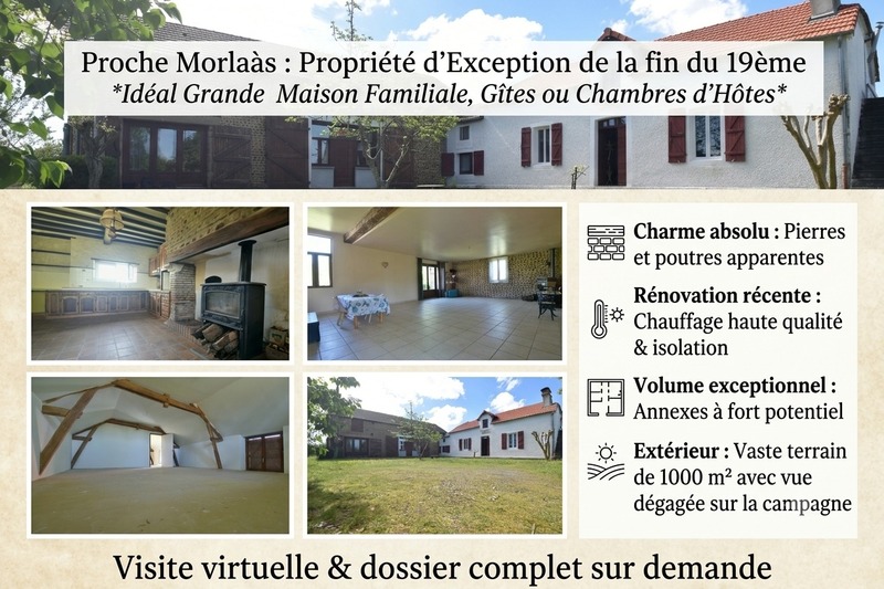 Maison avec Extension et Grange attenante aménagée à Vendre Escoubes