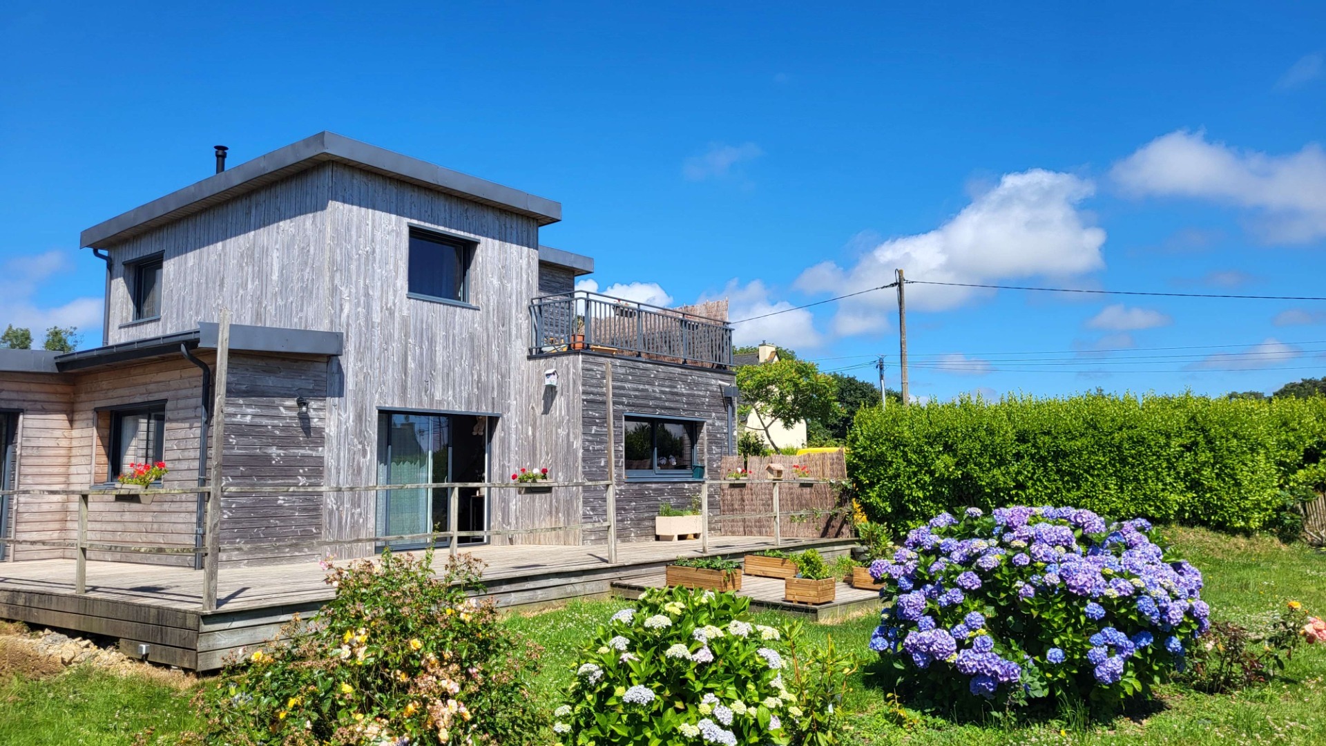 Maison contemporaine VUE MER ossature bois PLAIN-PIED à vendre 6 pièces TELGRUC SUR MER (29)