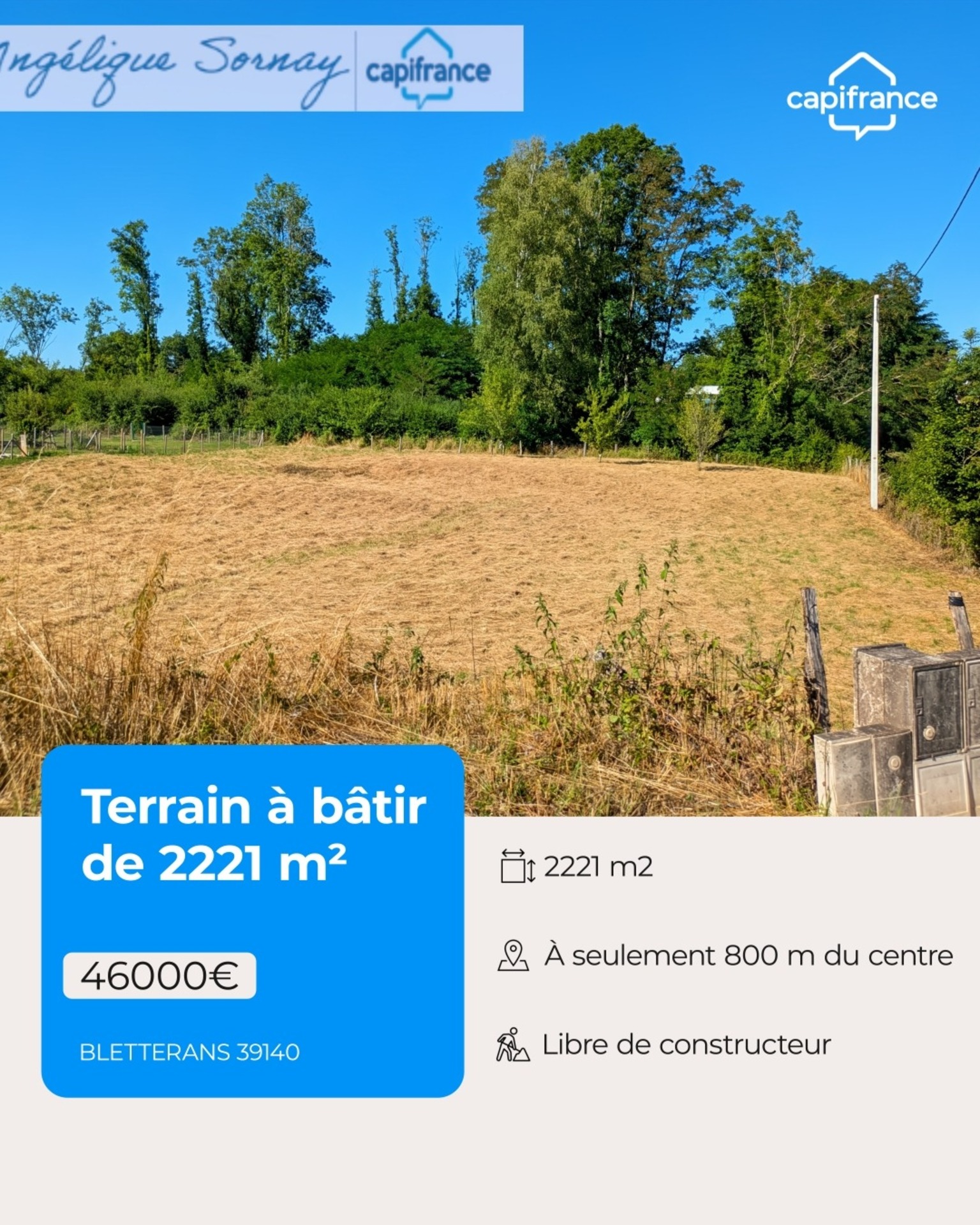 Terrain à vendre de 2 221 m² BLETTERANS (39)