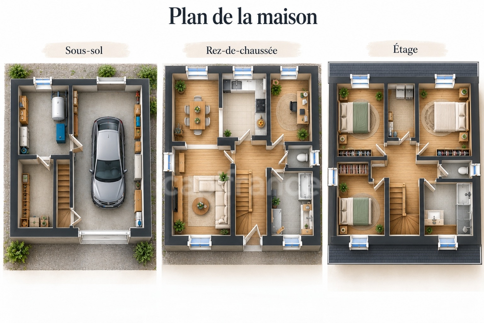 Maison 119 m² - 4 chambres - Séjour rez de jardin - Sous-sol complet - L'HOPITAL CAMFROUT (29) - Terrain 1200 m²