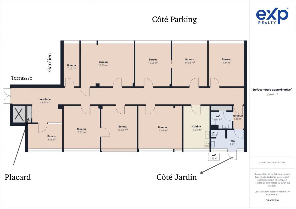 Ensemble de bureaux de 210 m2 avec jardin - Meaux