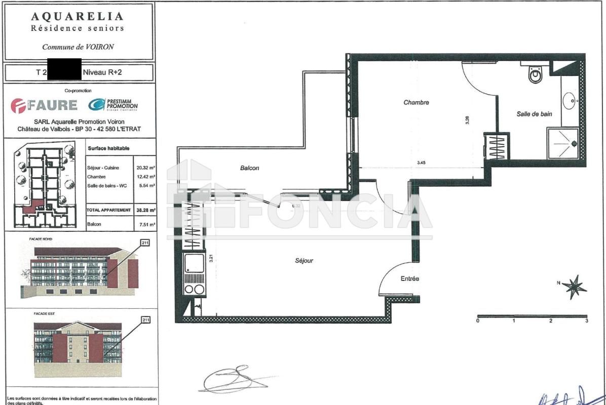 Appartement 2 pièces (38.28 m²) à vendre - Voiron (38500)