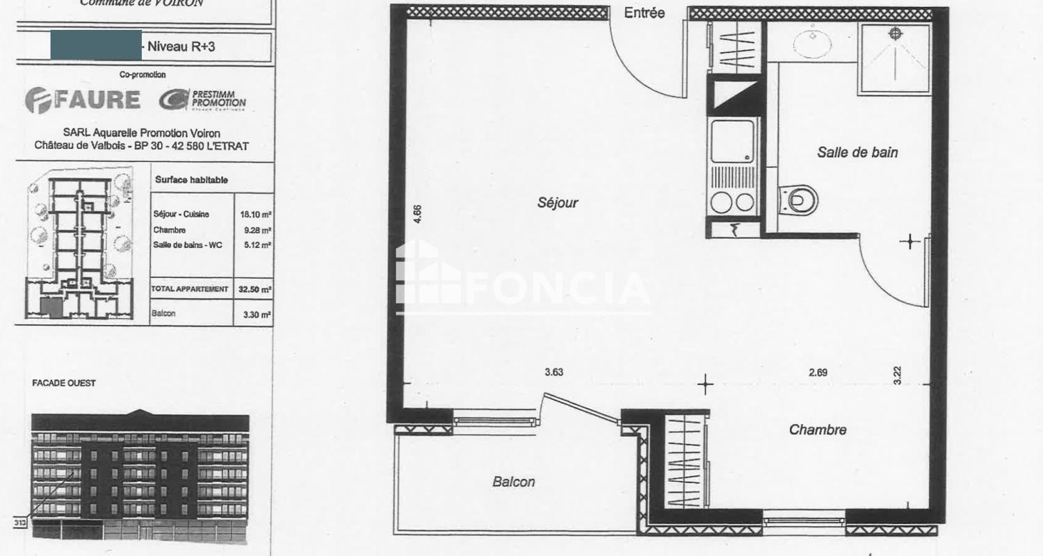Studio (32.5 m²) à vendre - Voiron (38500)