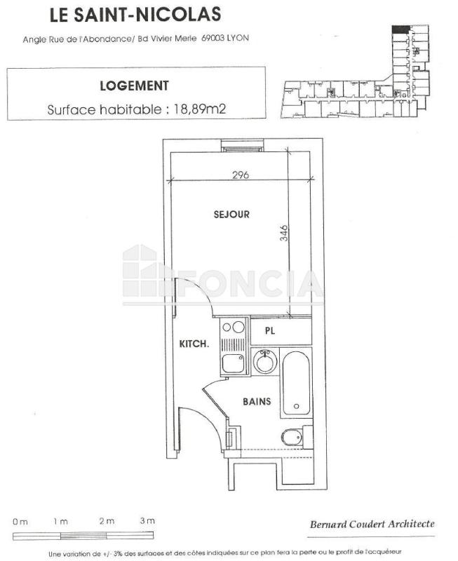 Studio (18.89 m²) à vendre - Lyon 3ᵉ (69003)
