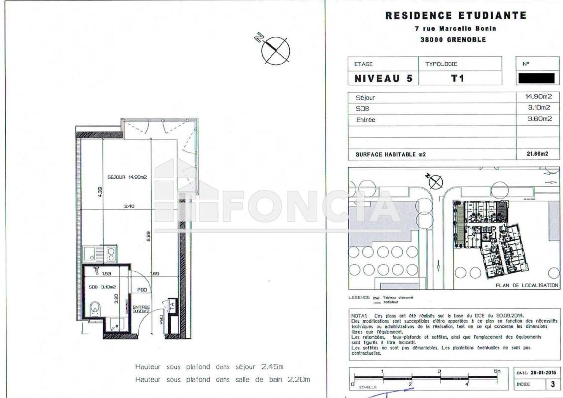 Studio (21.48 m²) à vendre - Grenoble (38000)