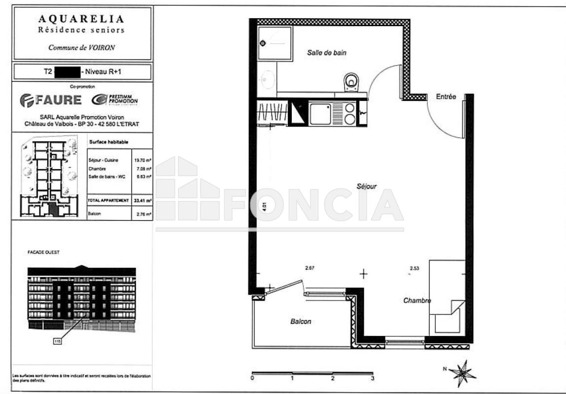 Appartement 2 pièces (33 m²) à vendre - Voiron (38500)