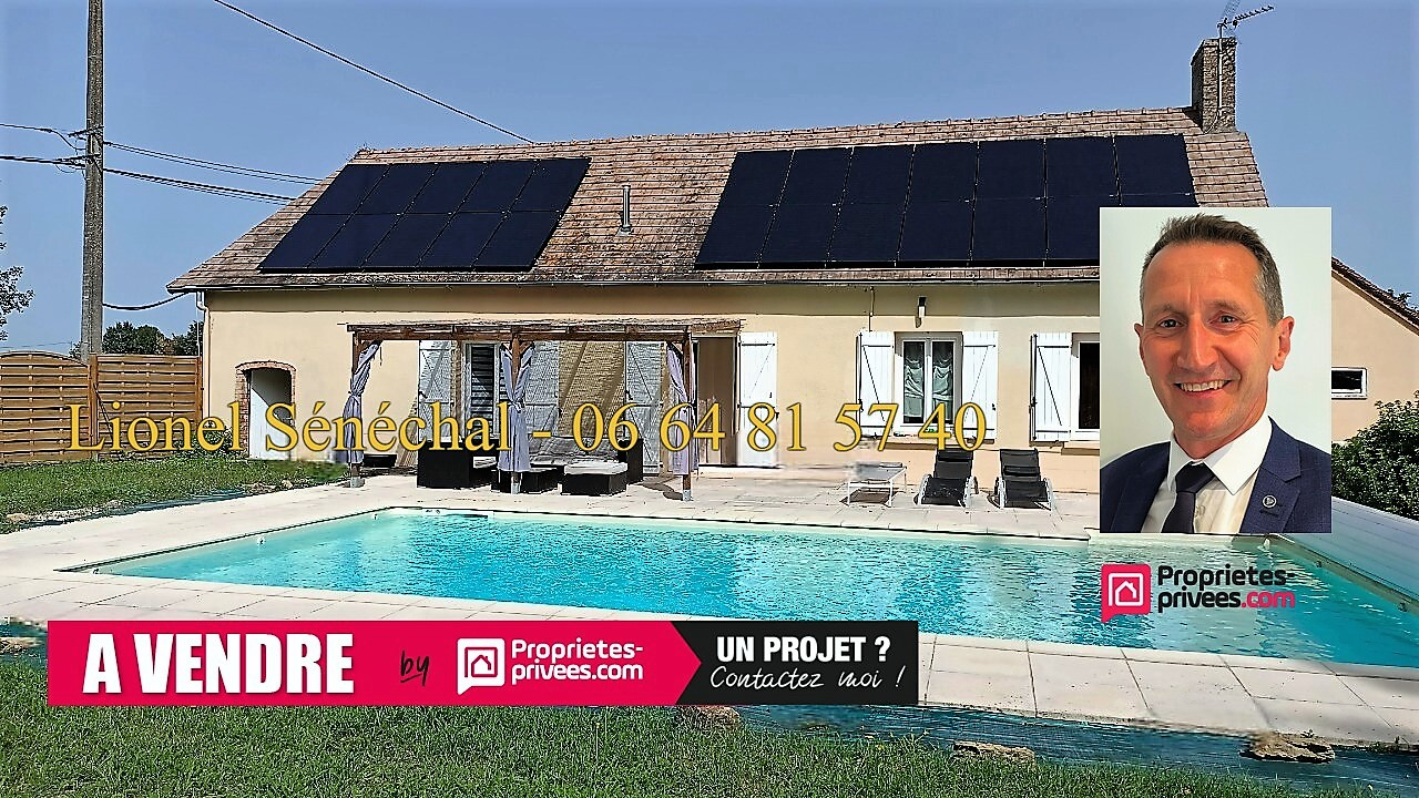 Longère de plain - pied rénovée 7 pièces de 126 m2 avec sa piscine et son superbe terrain extérieur à 10 mn de Le Mans secteur Sud Sarthe