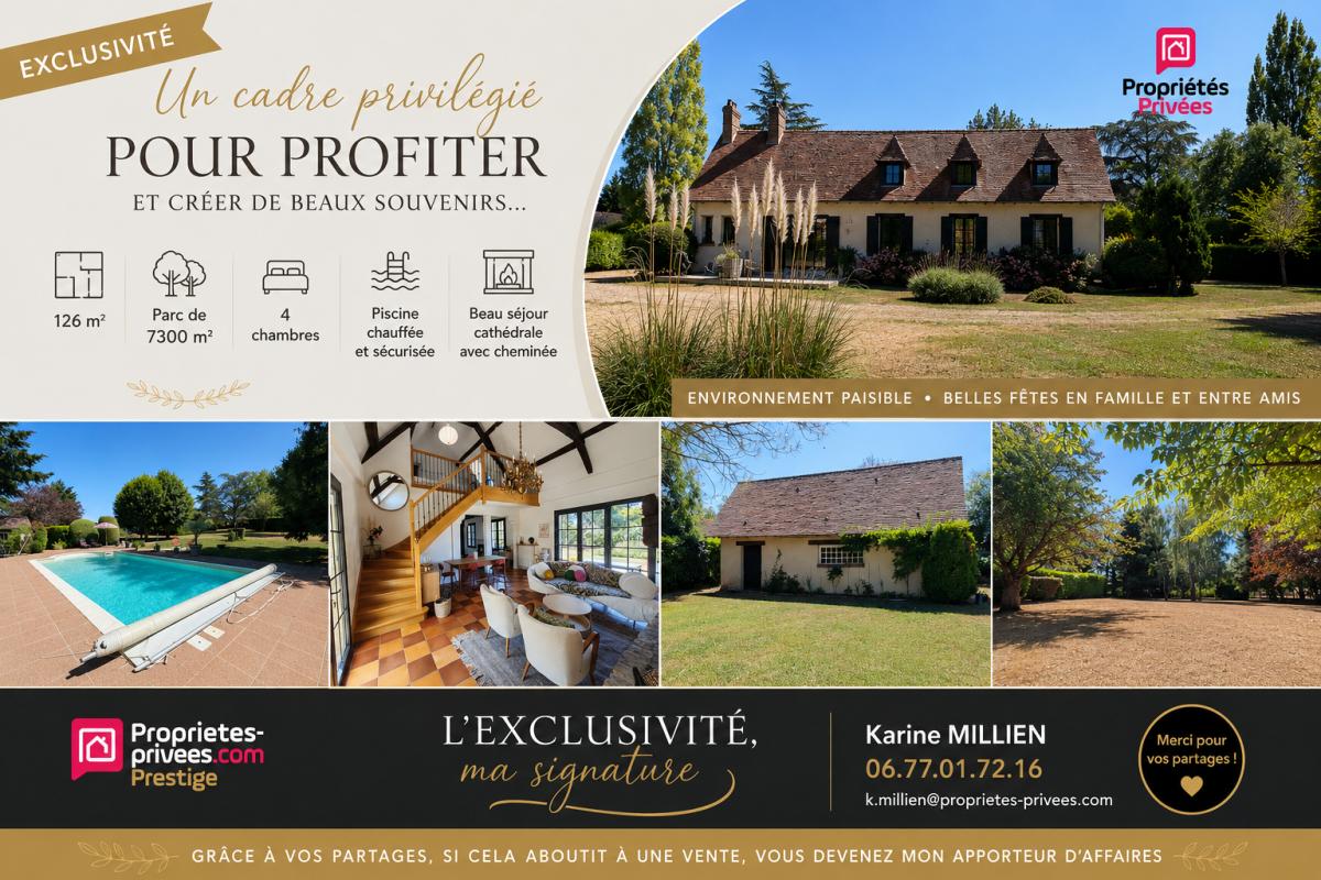 VERNEUIL D'AVRE ET D'ITON 27130 Maison individuelle - 1 étage - 4 chambres - Dépendance - Piscine chauffée et sécurisée - Terrain - 448000 HAI