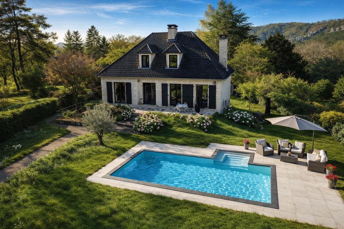 Vallée de la Dordogne, Maison 4 chambres , piscine, jaccuzi, jardin clos