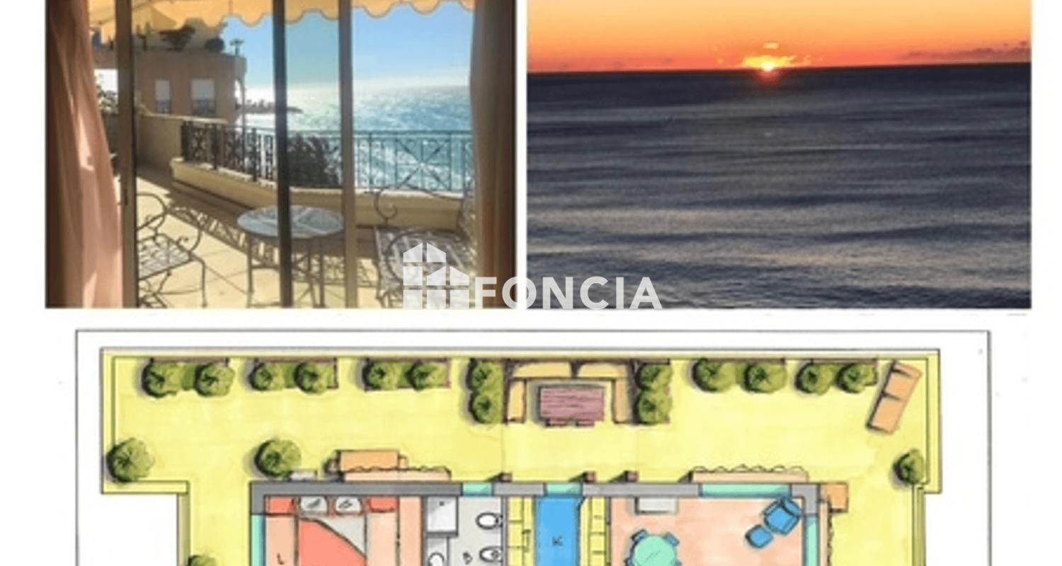 MENTON VICTORIA BEACH  MAGNIFIQUE 3 PIECES VUE MER AU CINQUIEME ET AVANT DERNIER ETAGE AVEC TERRASSE EXCEPTIONNELLE  DE 68m2
