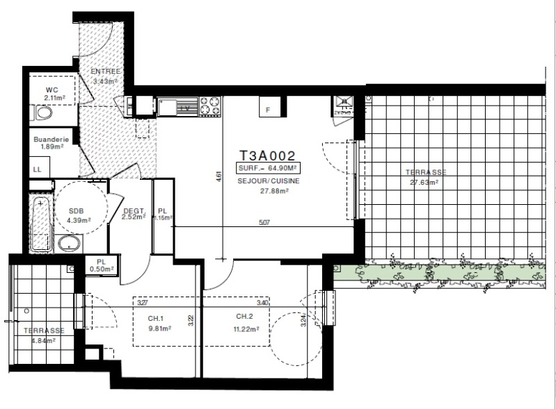 Appartement à louer, 3 pièces, 64 m², Clermont Ferrand