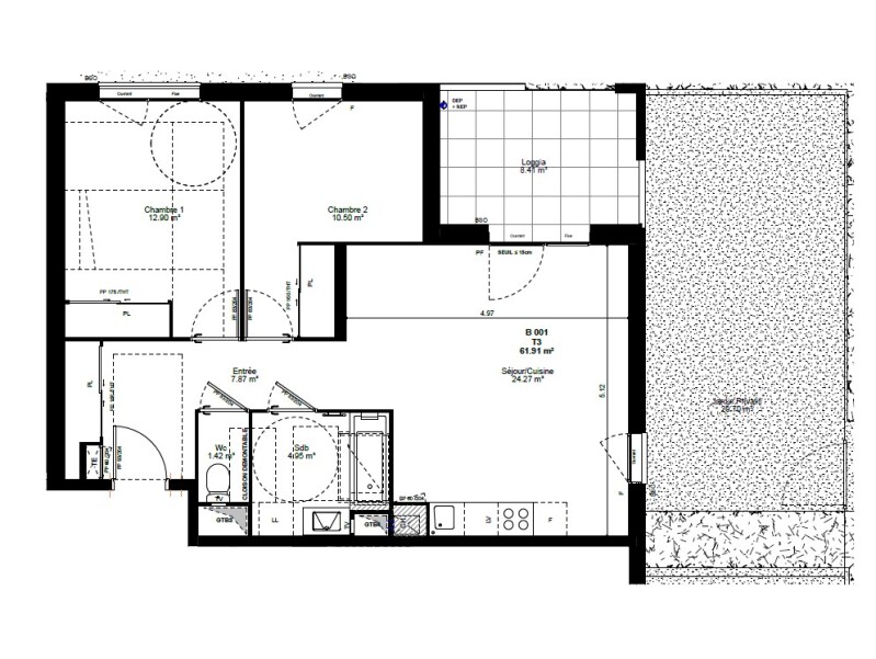 Appartement à louer, 3 pièces, 61 m², Albertville