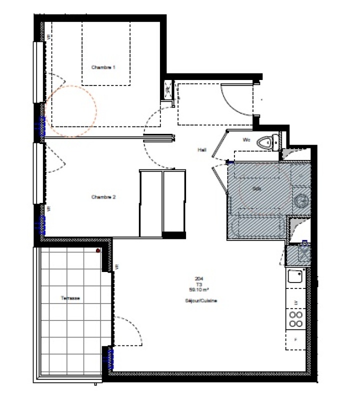Appartement à louer, 3 pièces, 59 m², Chambery