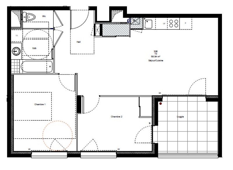 Appartement à louer, 3 pièces, 58 m², Chambery