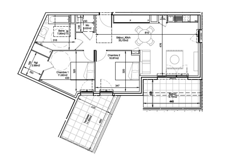 Appartement à louer, 3 pièces, 68 m², Neuville Sur Saone