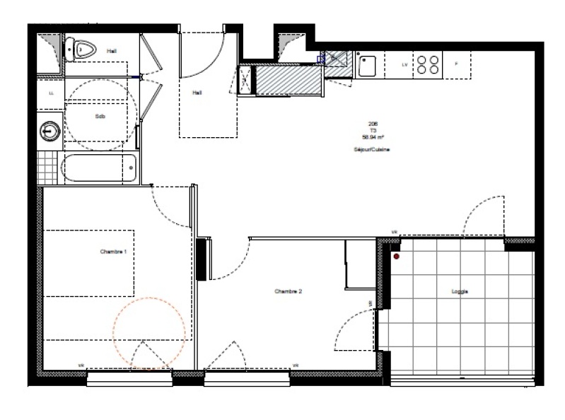 Appartement à louer, 3 pièces, 58 m², Chambery