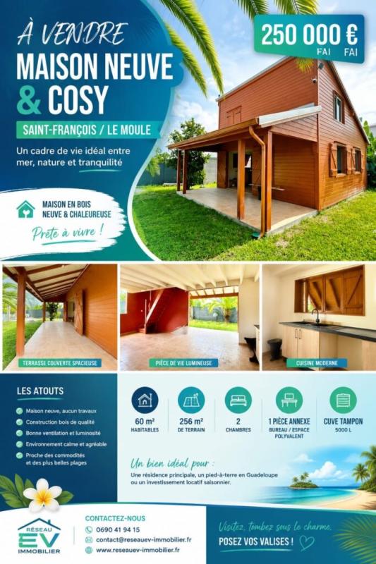 Maison à vendre, 4 pièces, 60 m², Le Moule