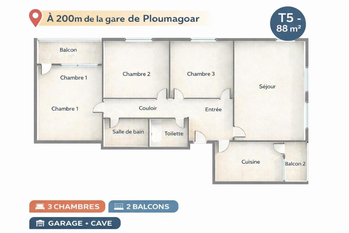 T5 lumineux 87 m² – Garage – Proche gare SNCF - Photo 5