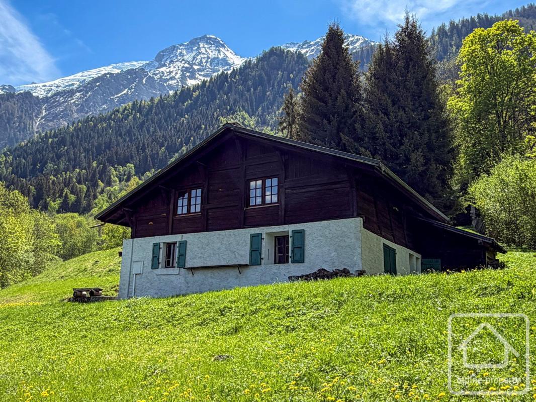 Ferme indépendante de 4 chambres sur un grand terrain dans un environnement calme, double garage, parking privatif, vue sur le Mont-Blanc, à 1 heure de Genève