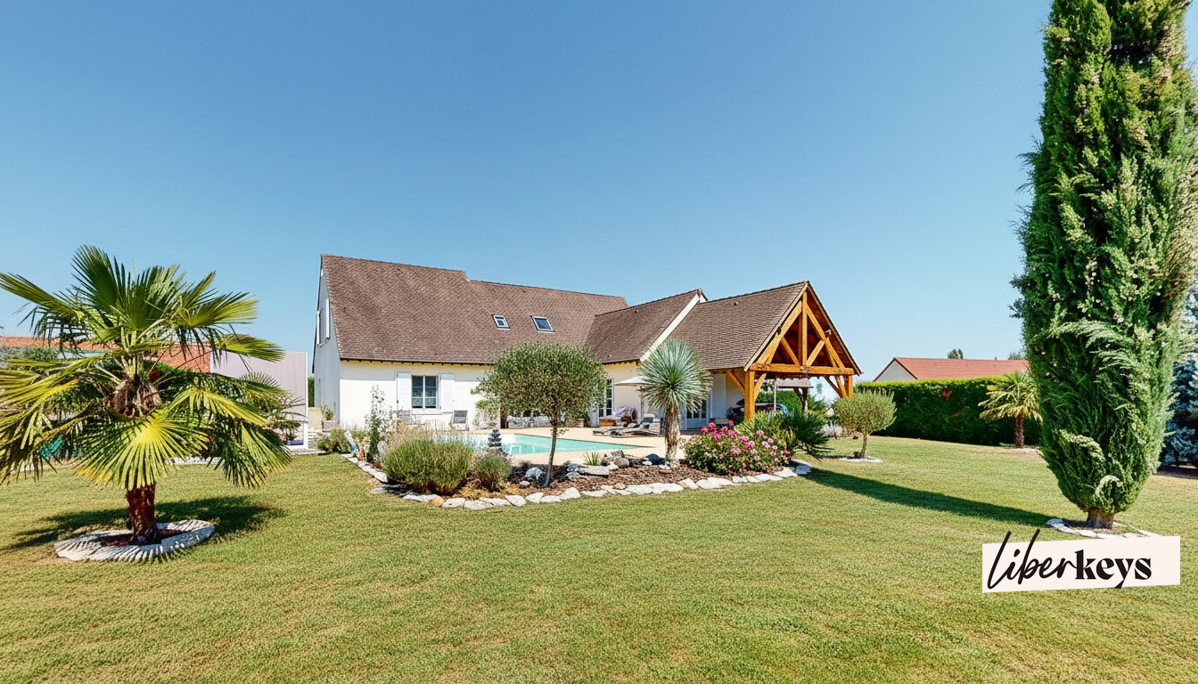 Maison d’architecte, piscine et jardin arboré à Chaudenay