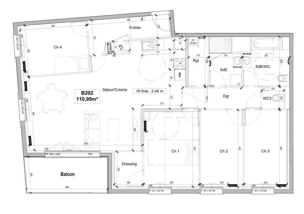 Beau T5 de 110m² au 2ème étage avec balcon - Miniature 8