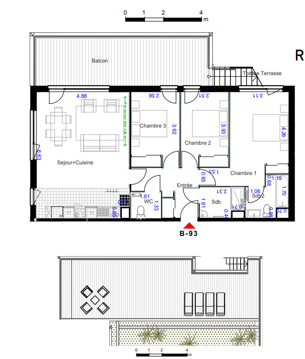 Grand T4 de 84m² au dernier étage - Miniature 12