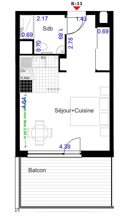 T1 NEUF AVEC BALCON DE 10M² - Miniature 2