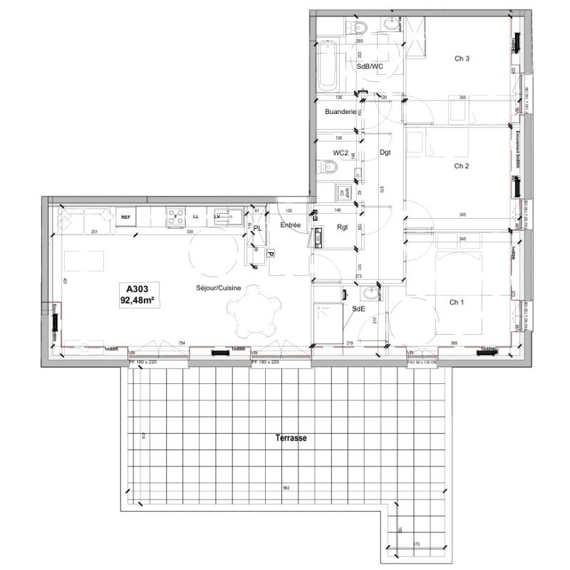Grand T4 de 92m² au dernier étage avec une terrasse de 40m² - Miniature 14