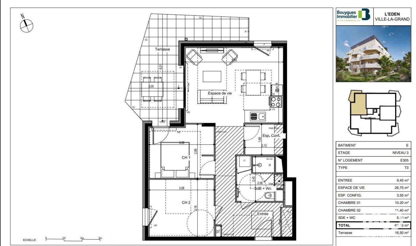 Appartement 3 Pièce(s) Ville-la-Grand