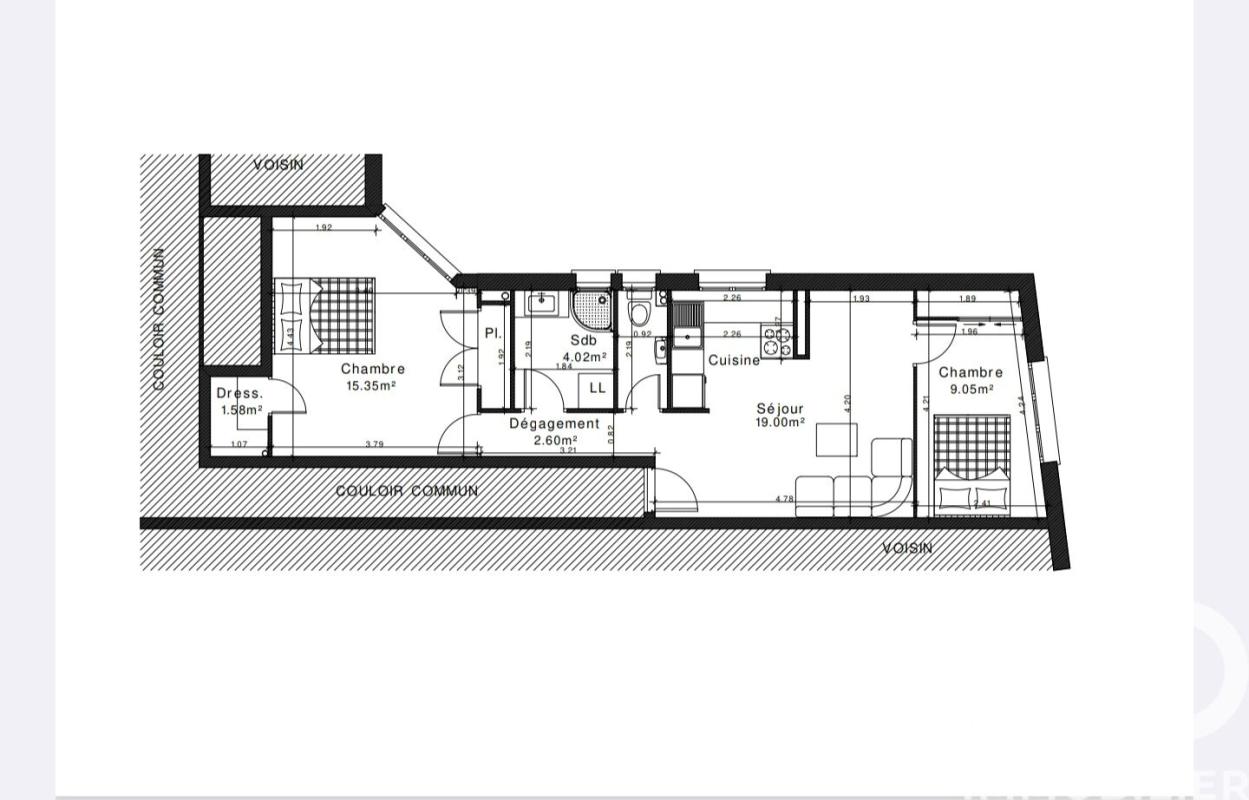 Appartement 3 Pièce(s) Les Lilas