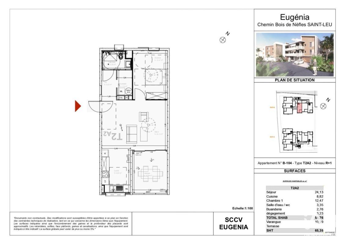 Appartement 2 Pièce(s) Saint-Leu