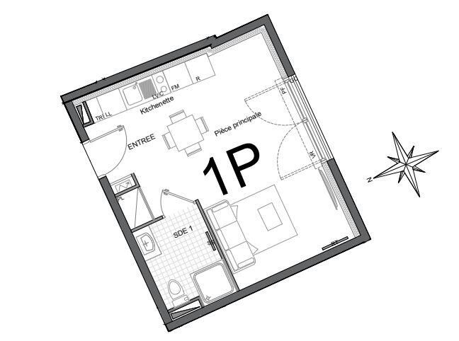 Appartement 1 Pièce(s) Trilport