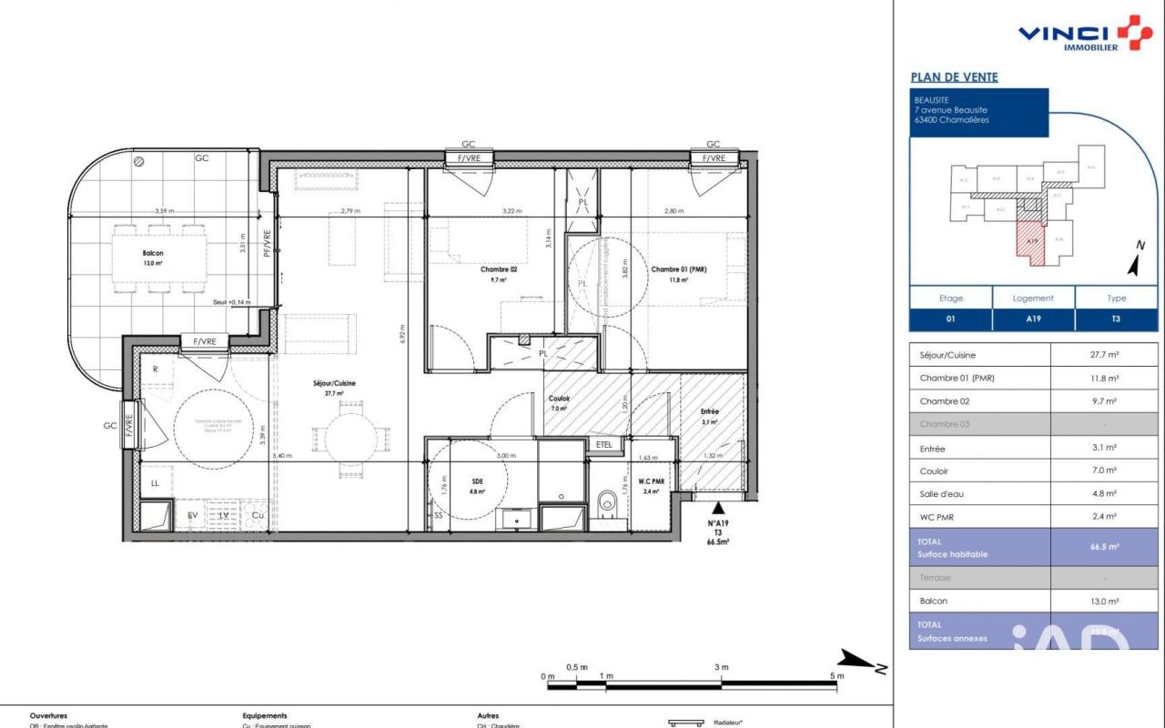Appartement 3 Pièce(s) Chamalières