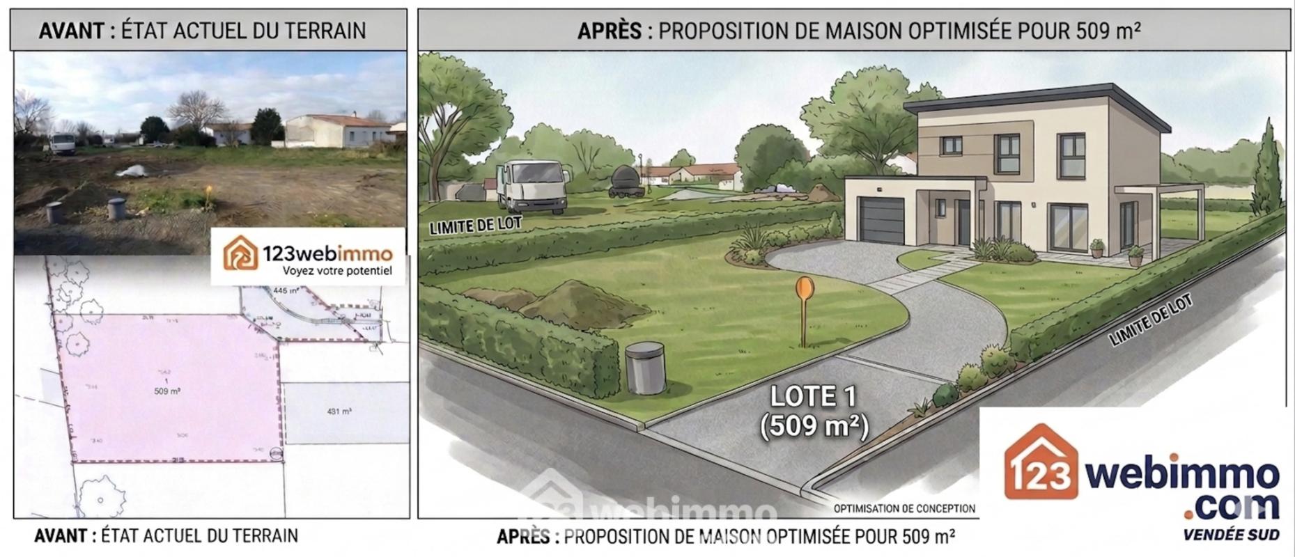 Terrain à bâtir - 509m² - Longeville-sur-Mer