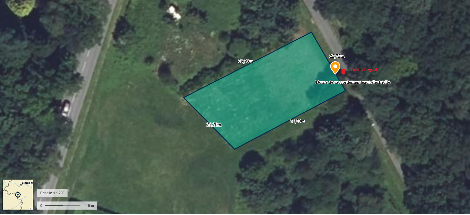 Terrain Constructible et viabilisé de 857 m² à Ladignac-le-Long